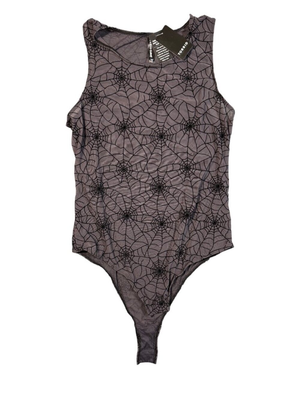 NWT Torrid Flocked Mesh Bodysuit Spider Gothic Sleeveless Halloween 0 / L / 12